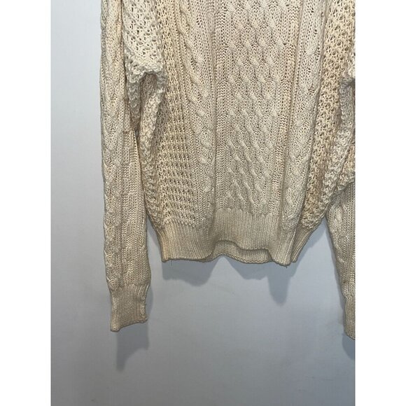 Vintage Cable Knit Oversized Sweater By Structure XL Cream Ramie & Cotton - Picture 3 of 7
